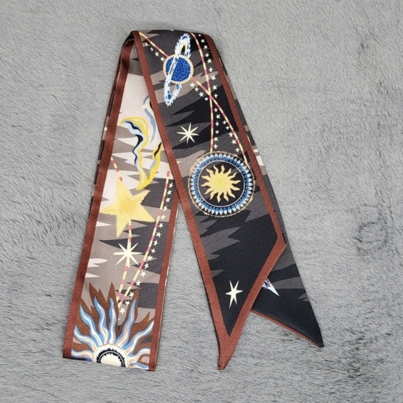 New Sun and Moon Silk Skinny Scarf Twilly - Picture 1 of 7